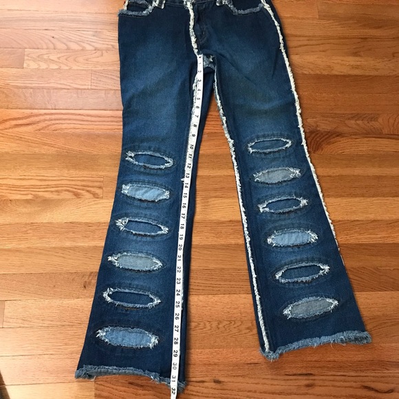 Vintage ZanaDi Patchwork frayed Denim Jean's size 3 - Picture 9 of 10